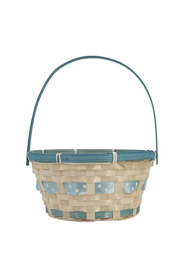 Large Blue Easter Basket 20x20x26cm – Oversized Woven Basket for Boys & Modern Easter Themes