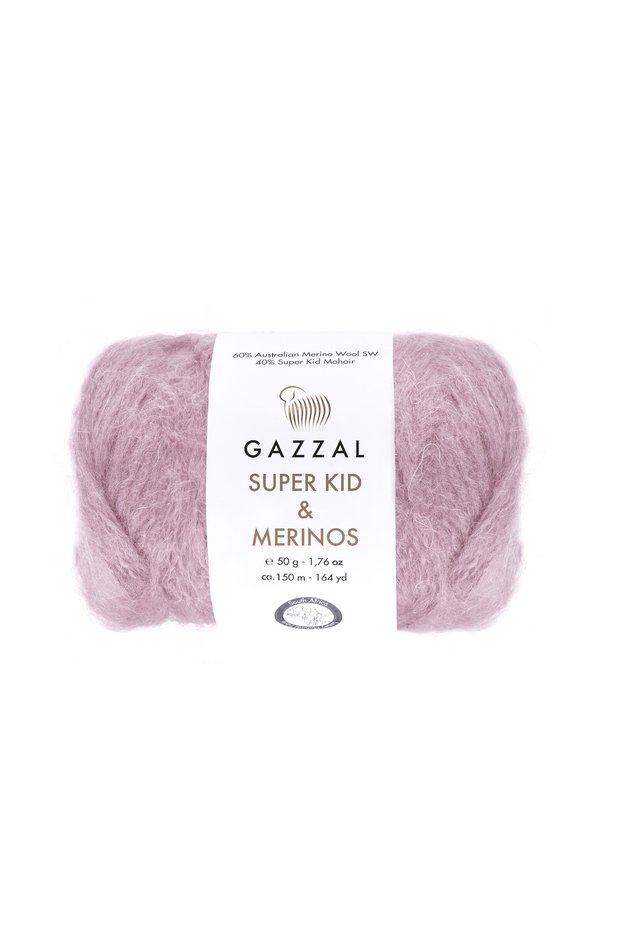 Gazzal Super Kid Merinos – Mohair and Merino Wool Blended Hand Knitting Yarn | 4 X 50 Gr (200 Gr) Package