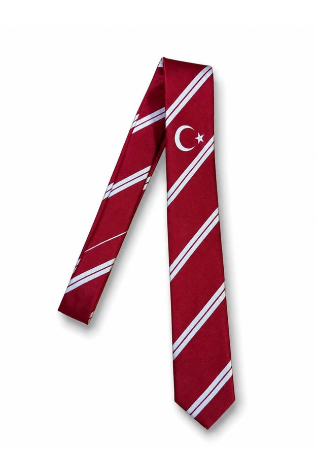 Tie "Red White Striped Single Crescent Star"