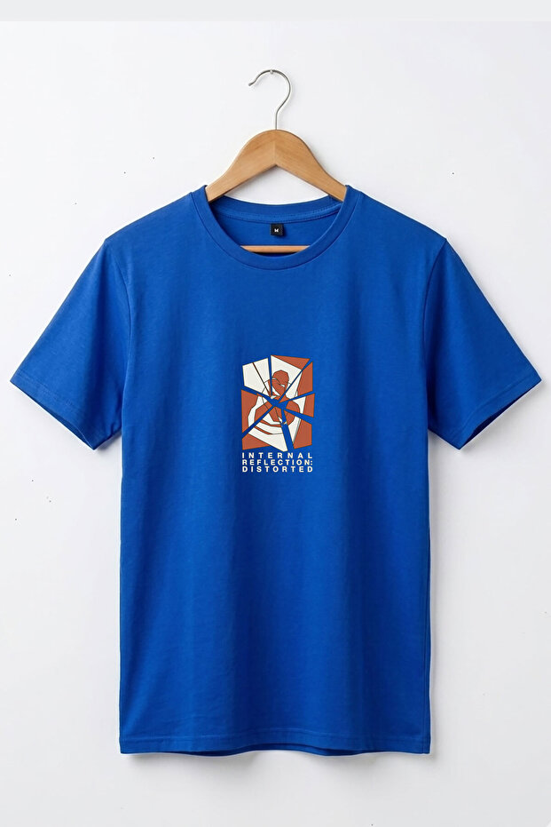 Internal Reflection Printed Minimalist Abstract Graphic Design 100% Cotton Basic T-Shirt