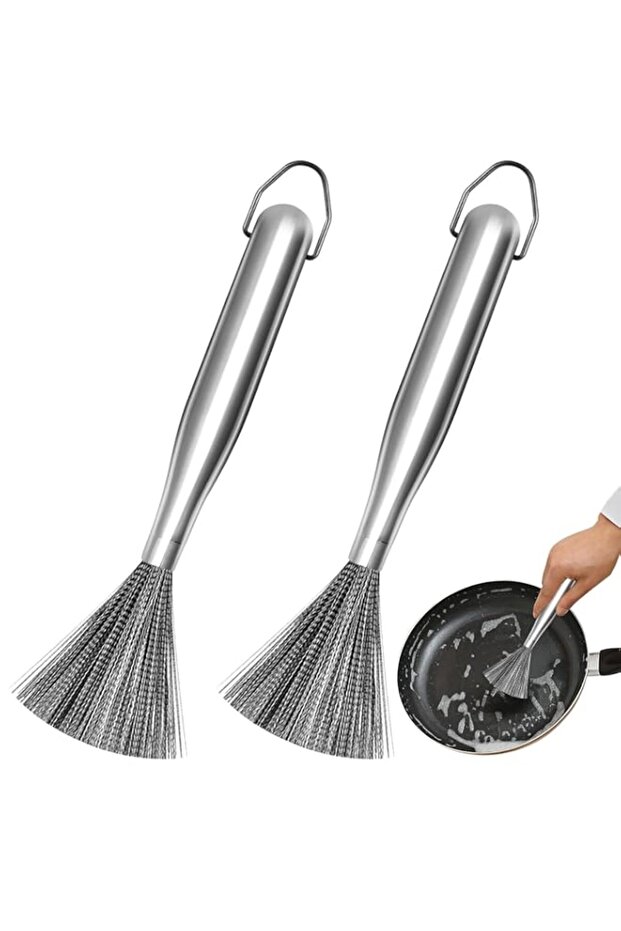 2Pcs 304 Stainless Steel Pot Brushes with Rustproof Design, Heavy Duty Scrubber for Stubborn Stains, Professional Kitchen Cleaning Tools Ideal Gift for Mom
