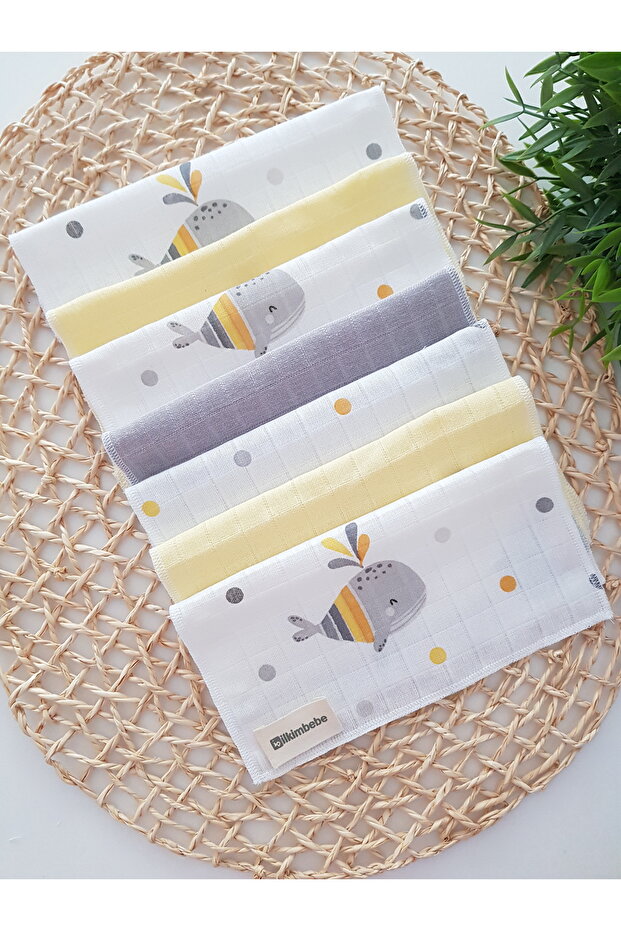 7-Piece Muslin Mouth Cloth 100% Cotton Soft Absorbent | Newborn Mouth Wipes