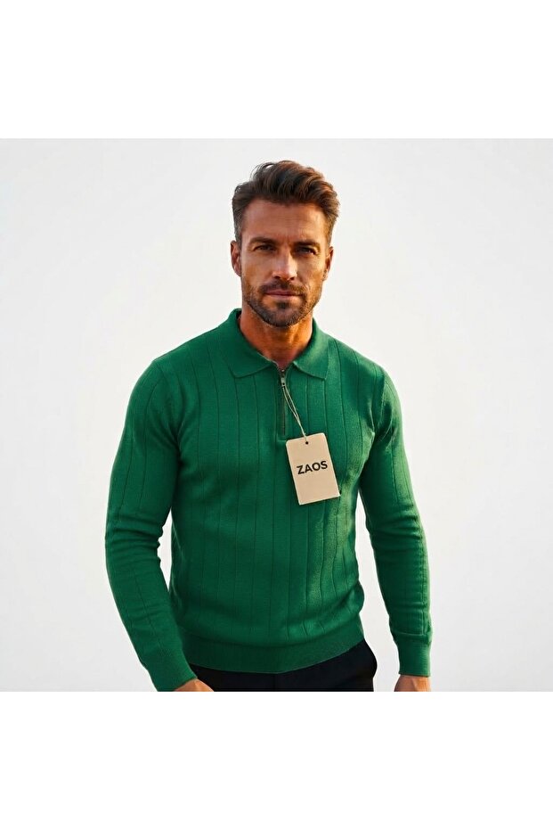 Men's Long-Sleeved Basic Polywool Knitwear Sweater Regular Fit