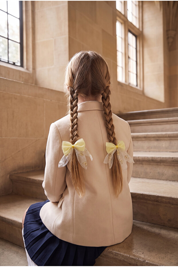 Girl's Tulle Bow Elastic Buckle Yellow