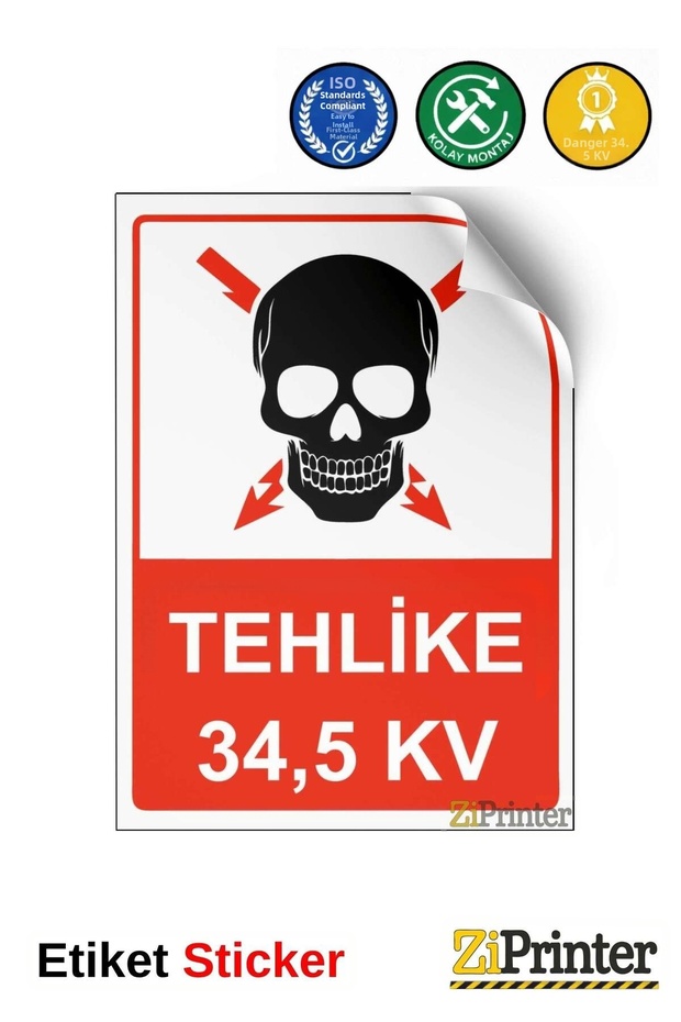 لافتة تحذيرية للخطر 34,5KV isg مقاس 50x70 سم
