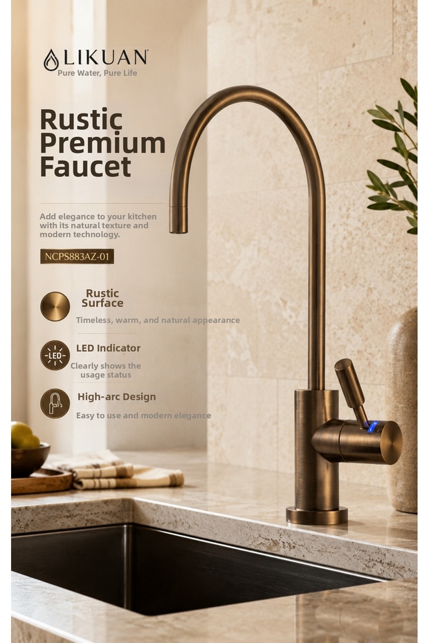 Ncps883Cp-L Chrome Purifier Faucet with Led Indicator Premium Ro Faucet