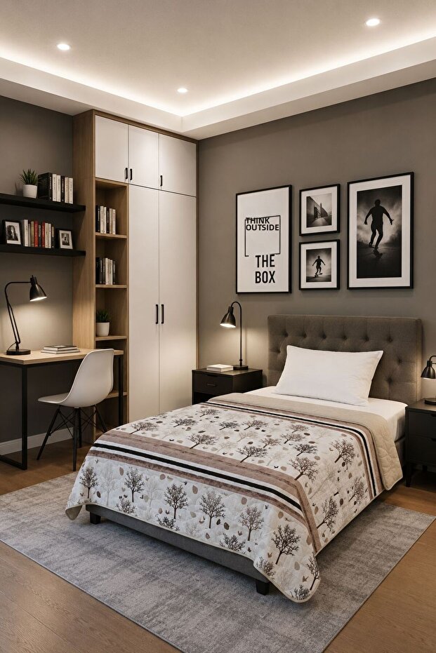 (مع غطاء وسادة كهدية) غطاء سرير خفيف الوزن ومريح بخياطة مبطنة وتصميم أنيق متعدد الاستخدامات لشخص واحد/بيكيه