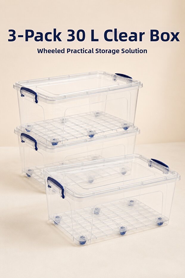 30 Lt Toy Storage Box with 3 Wheels, Toy Organizer - Children's Room Organizer