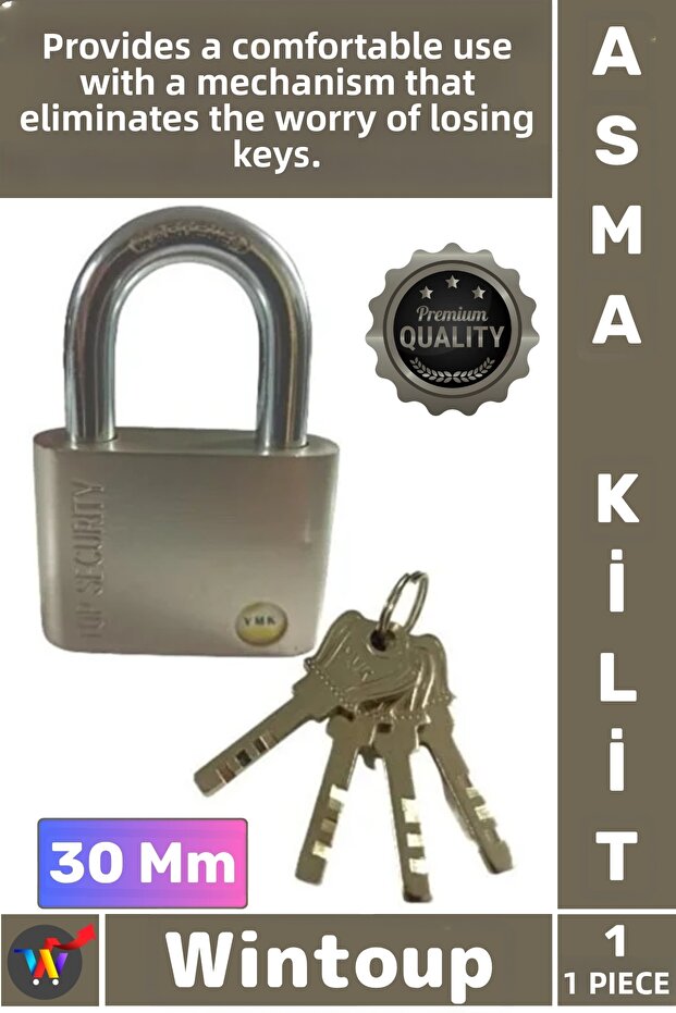 # Lock Hardened Steel Hook L Mechanism Disc Lock Secure Sturdy Stylish Chrome Padlock 30 mm