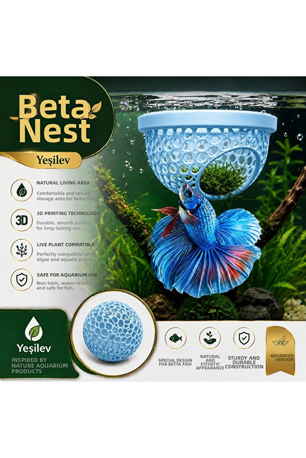 Beta Fish Betta Resting Area & Breeding Nest (Baby Blue Color)