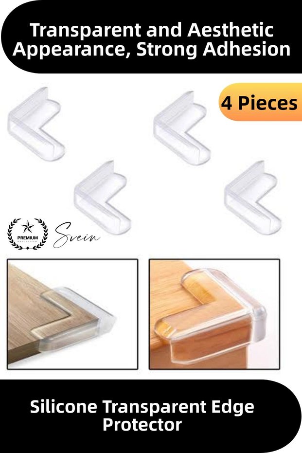 # Corner Protection Silicone Transparent Table Edge Protection Device 4 Pieces Adhesive Corner Protector Baby Child Safety Anti-Impact Coffee Table Cabinet Tv Unit Furniture Corner Protection Soft Pvc 90 Degrees