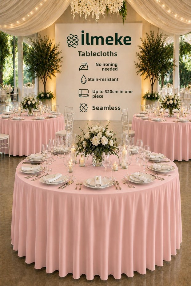 Stress-Free Round Tablecloth 280-300-320 cm Wide Seamless Wedding Event Organization Hotel Restaurant
