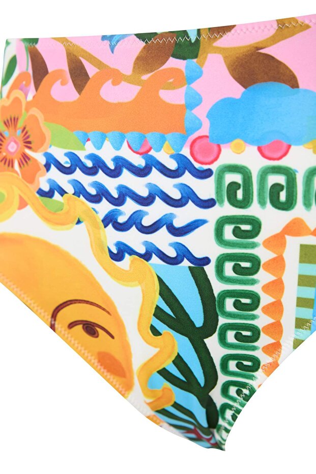 Tropical Desenli Yüksek Bel Büyük Beden Bikini Altı TBBSS26CR00024 - 5