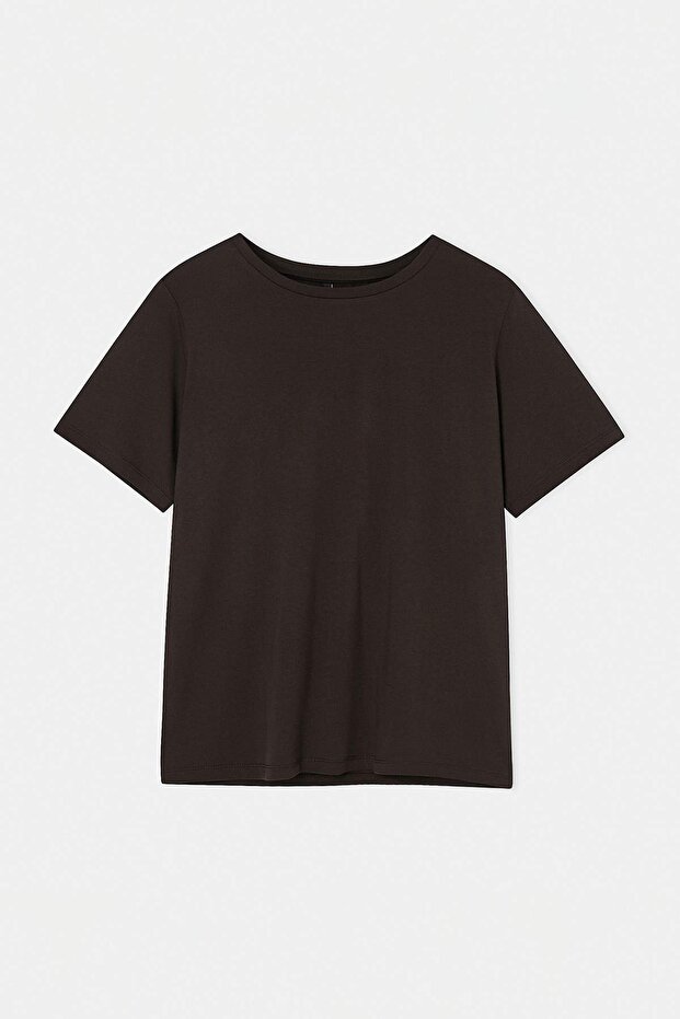 Kahverengi-Pembe-Yeşil 3'lü Paket Büyük Beden T-shirt TBBSS25BF00071 - 9