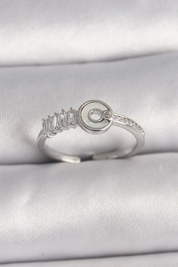 Brass Silver Color Zircon Stone Adjustable Women's Ring