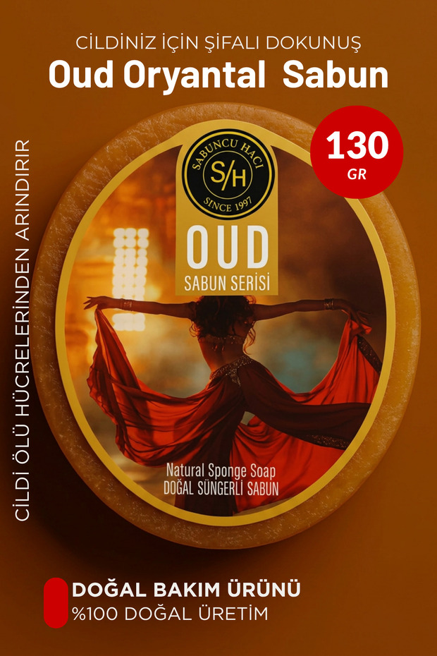 Oud Oriental (Helps Repair Sunken and Strawberry Legs) Natural Sponge Soap 130-140 Gr