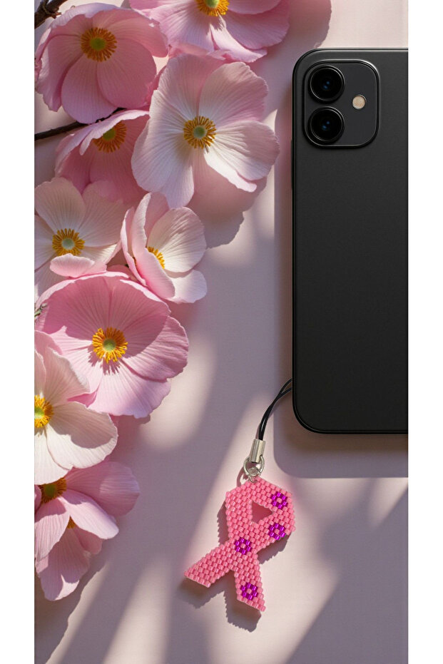 Miyuki Beads Handmade Ribbon Symbol Phone Charm - Charm