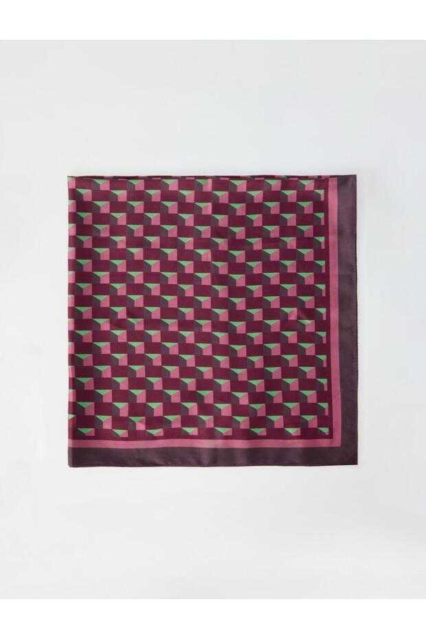 وشاح منسوج بنمط هندسي وردي 70x70