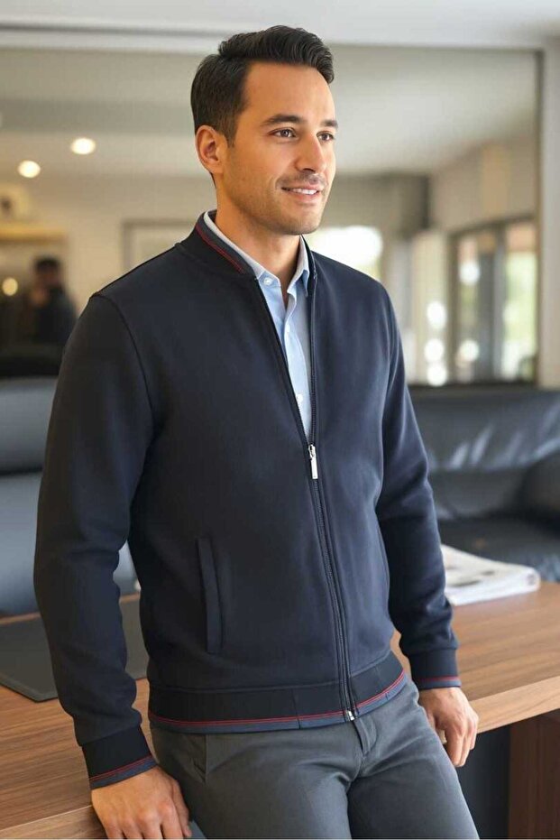 Andy Full Zip Sweatshirt Navy Blue