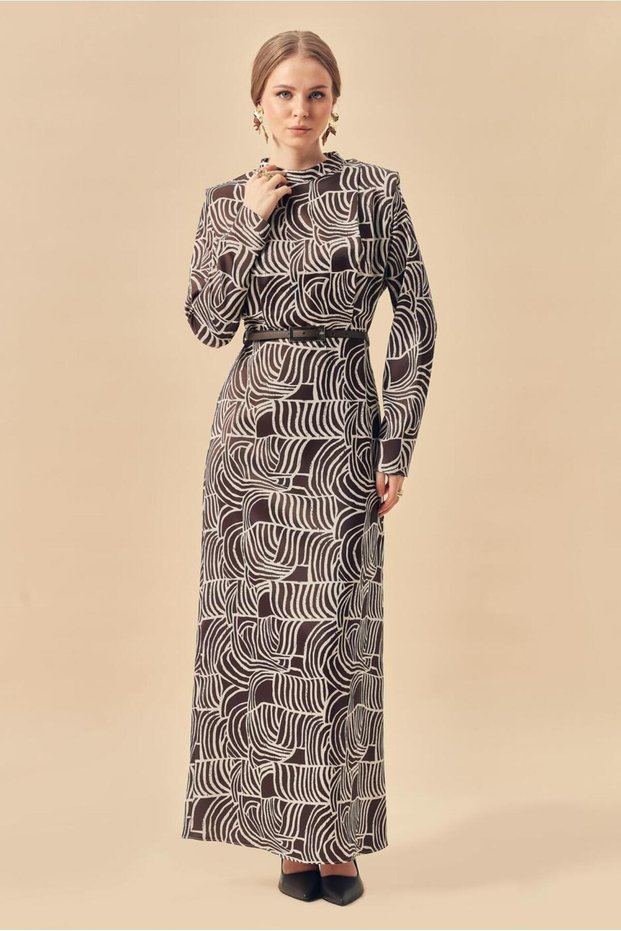 فستان ساتان بحزام 46315