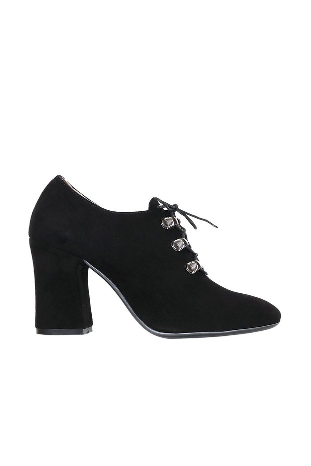 Black Suede Women's Heeled Shoes 01Wr5206