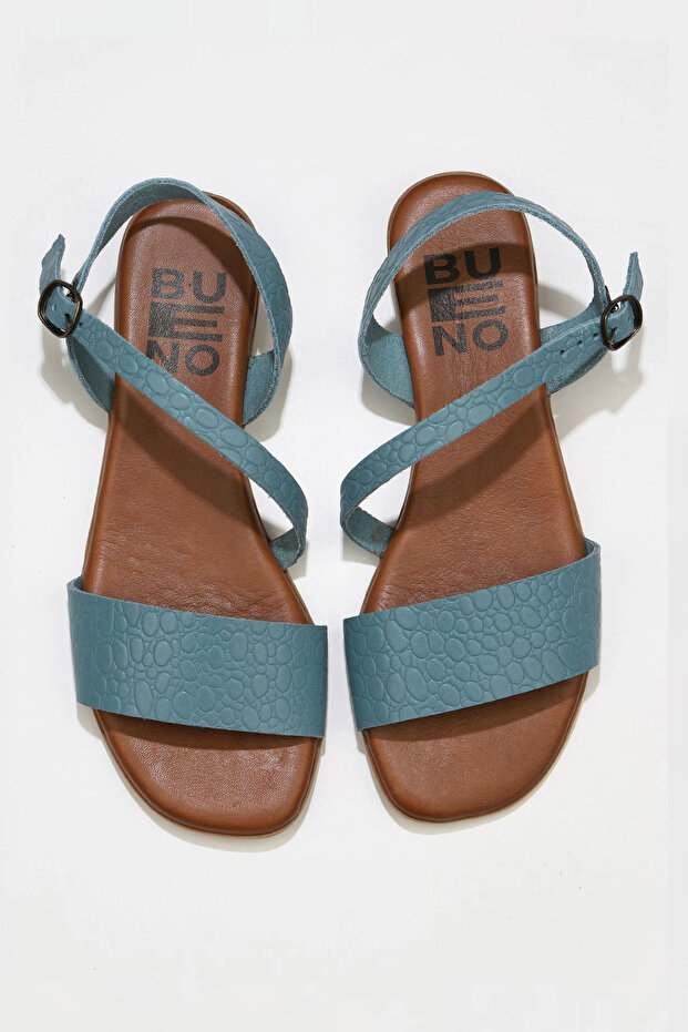 Blue Leather Women Sandals 01Ws6012