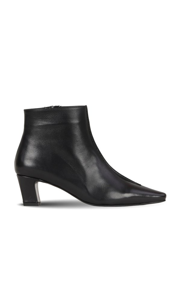 Black Leather Women's Heeled Boots 40Wb802