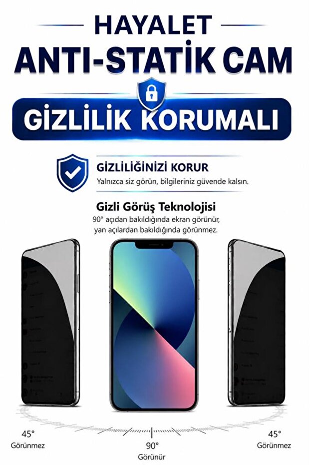 واقي شاشة زجاجي للخصوصية متوافق مع iPhone 13 / 14 / 13 Pro، زجاج مقسى 9H غير مرئي من الجوانب