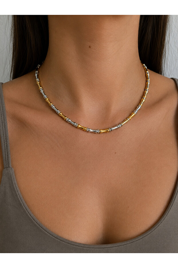 Special Series Double Color Bone Shape Necklace