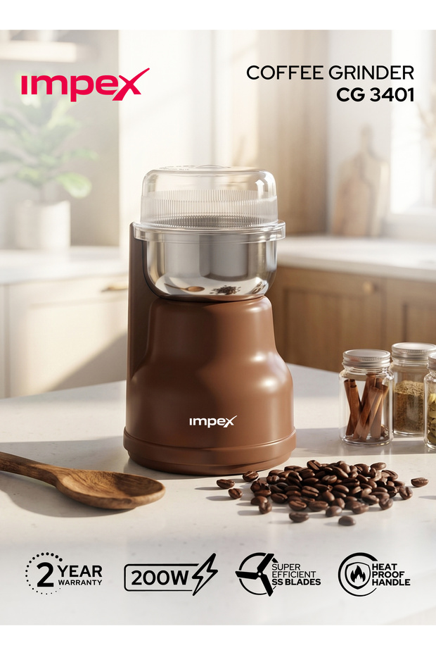 Coffee Grinder CG3401 200W Stainless Steel Blade Overheat Protection AC 220-240V 50/60Hz