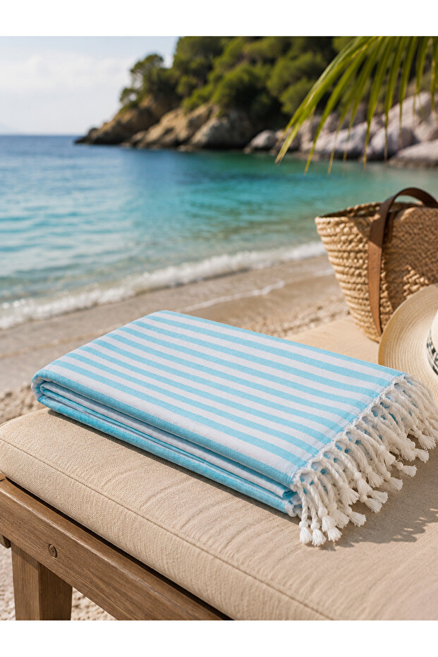 Organic Cotton Blue 90x190 Peshtemal Beach Bath
