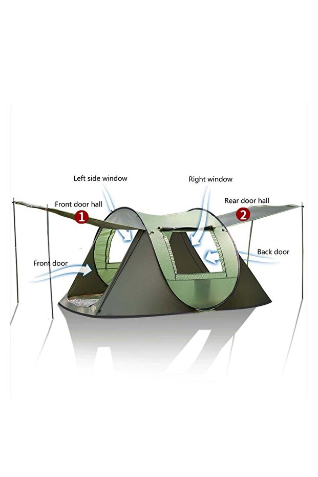 Instant Pop-Up Tent, 1-Second Setup, Waterproof Windproof, for 2-3 Persons, Green