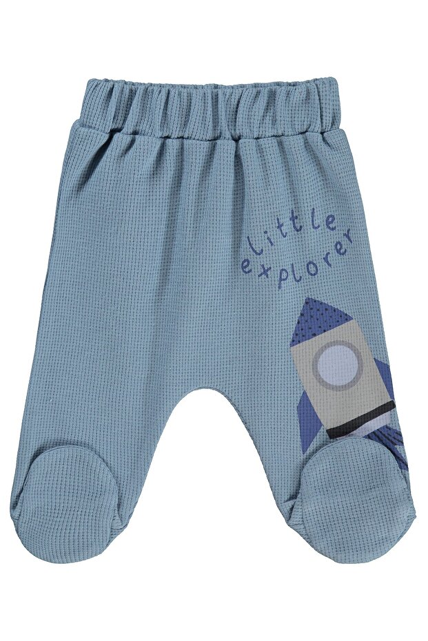 Rocket Printed 1-9 Months Single Bottom Baby - Blue