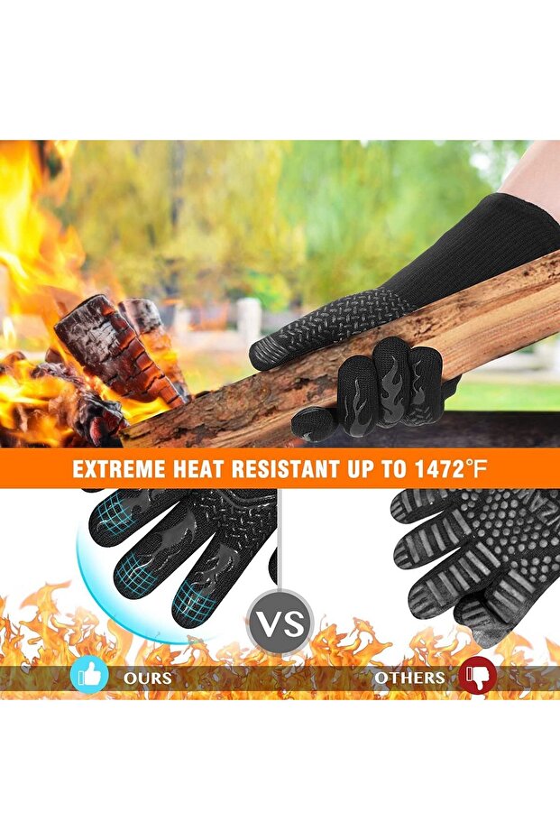 Long Silicone Oven Mitts,Washable,Heat Resistant BBQ Grill Gloves,High Temperature Resistance,Fireproof,14 Inch,for Kitchen Cooking and Grilling