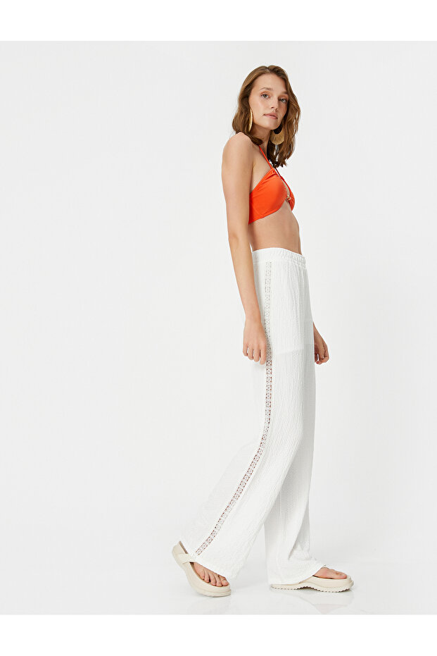 X Şahika Ercümen - Crochet Detailed Wide Leg Trousers