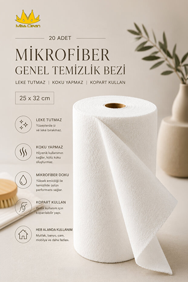 (20 Pcs) White Color Microfiber General Cleaning Cloth Stain Resistant Non-Smelly 25*32cm Use for Wiping