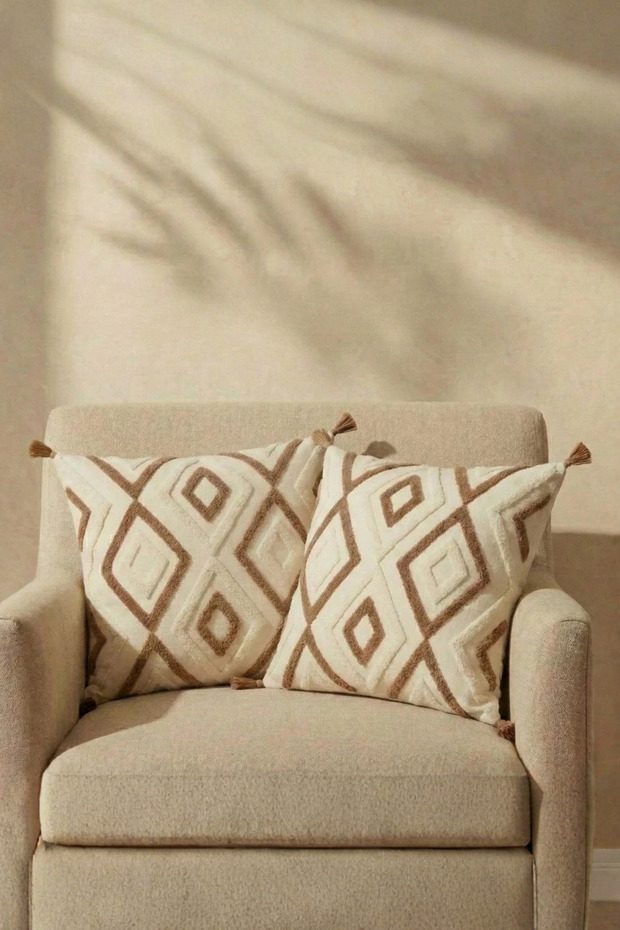 Bohemian Punch Embroidered Cushion Cover Set (Without Inner Filling)