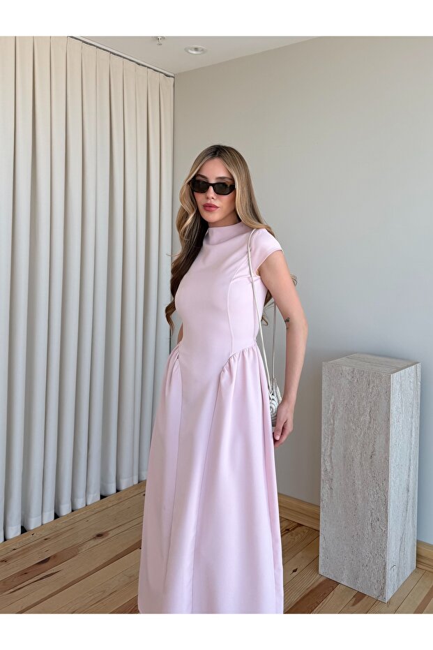 Rochie lungă roz, elegantă - 5092 - 4