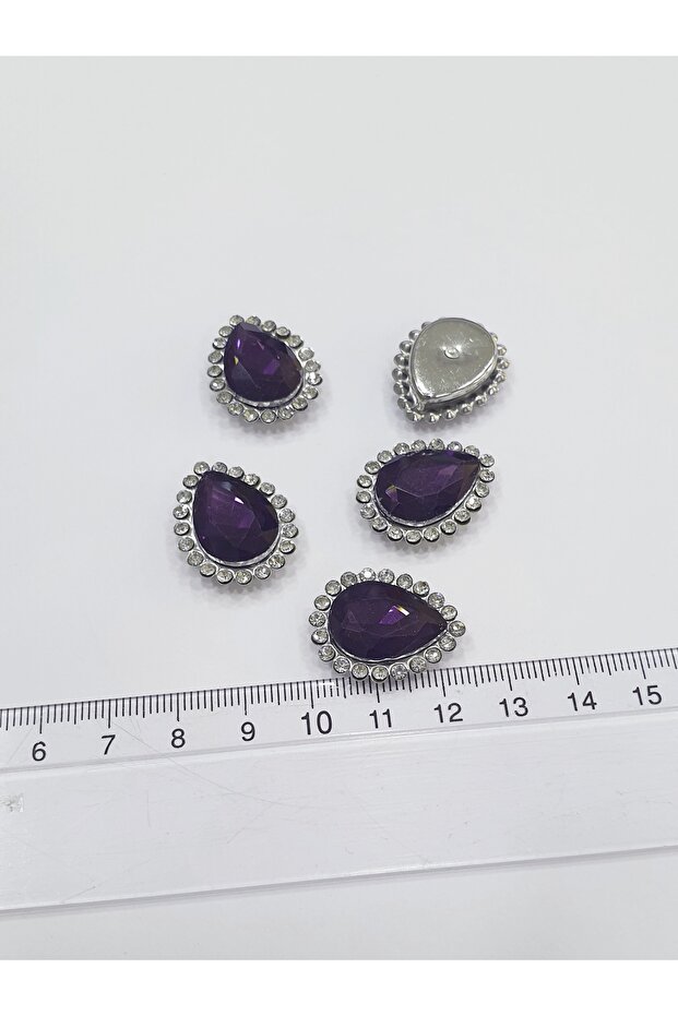 Embellished Edged - Dark Purple Teardrop 18*24mm (25 PIECES)