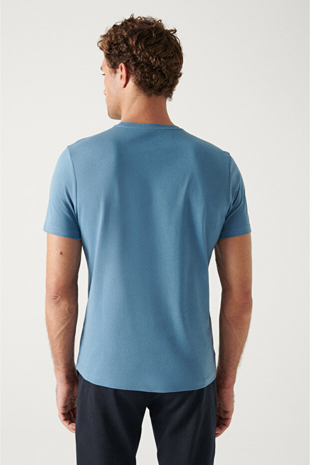 Herren-T-Shirt aus Indigo-Basic-Baumwolle E001000 - 4