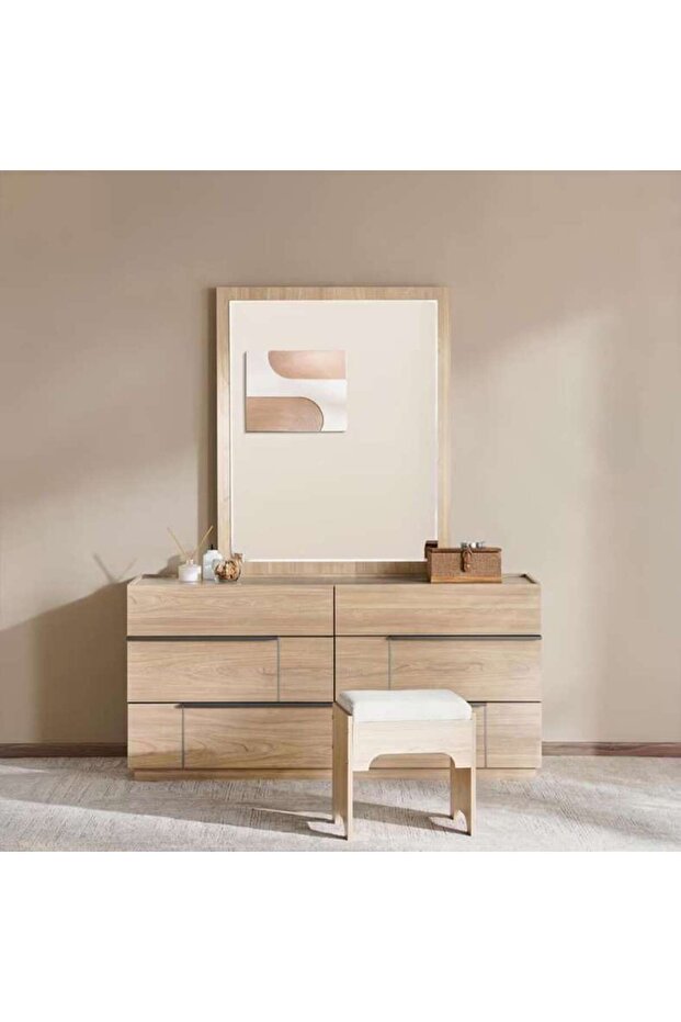 Wrenley 6 Drawers Dresser With Mirror And Stool