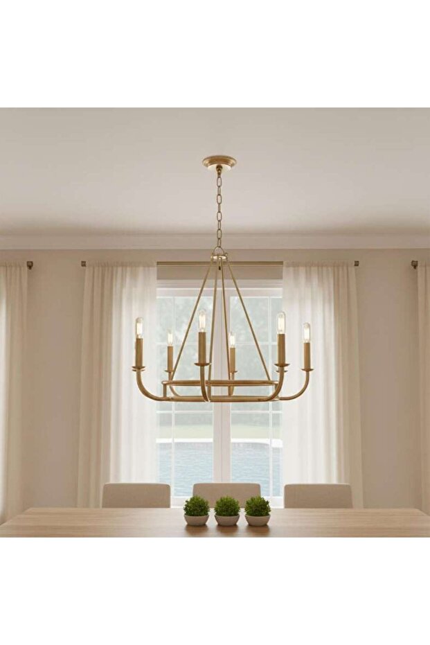 Cerrona 8-light E14 Fancy Chandelier 71x64cm - Aged Brass