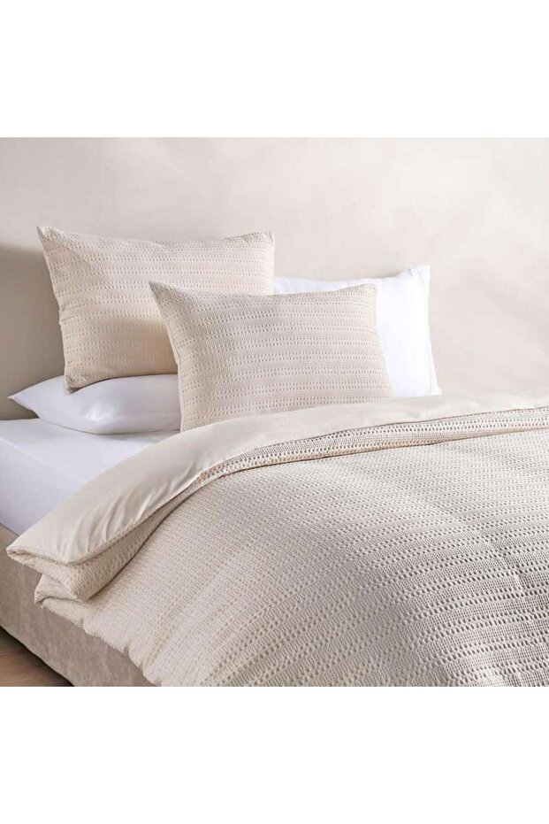 Waffle Stripe 3- Piece King Duvet Cover Set 230x220cm - Linen