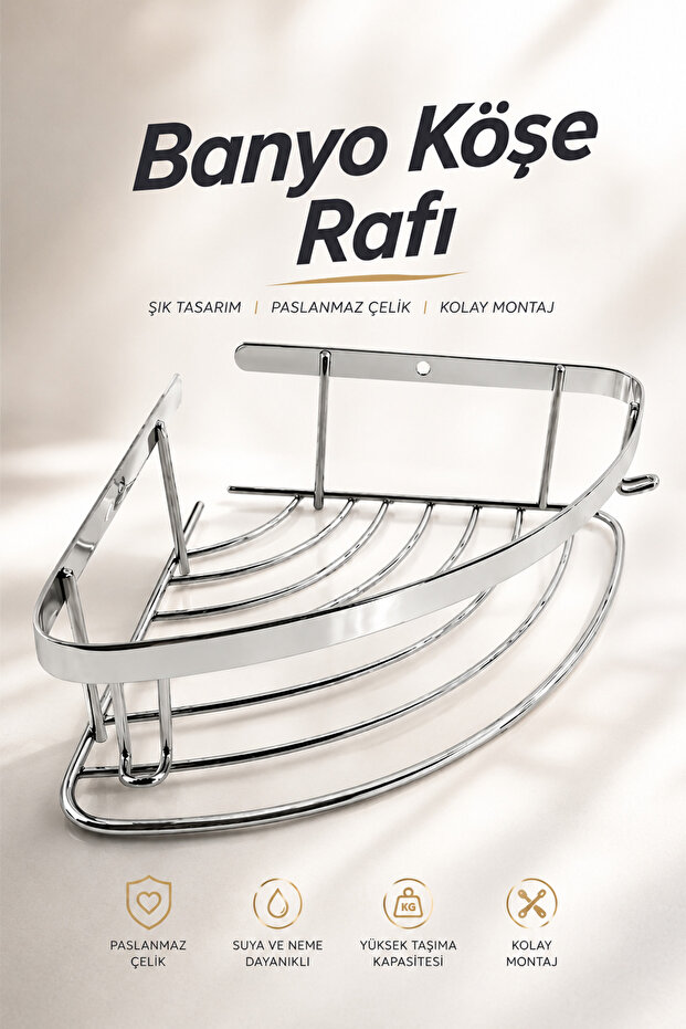 Single Layer Chrome Shampoo Holder 18X18 cm Screws Included Bathroom Sink Corner Shelf Metal Single