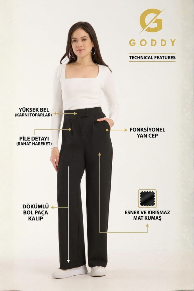 Women's Lycra Velcro Closure Black Palazzo Trousers Original Quality