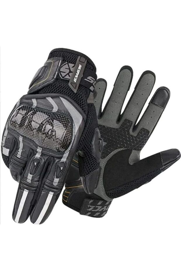 Motorcycle Gloves Carbon Fiber Protection Leather Microfiber Fabric Motor Gloves