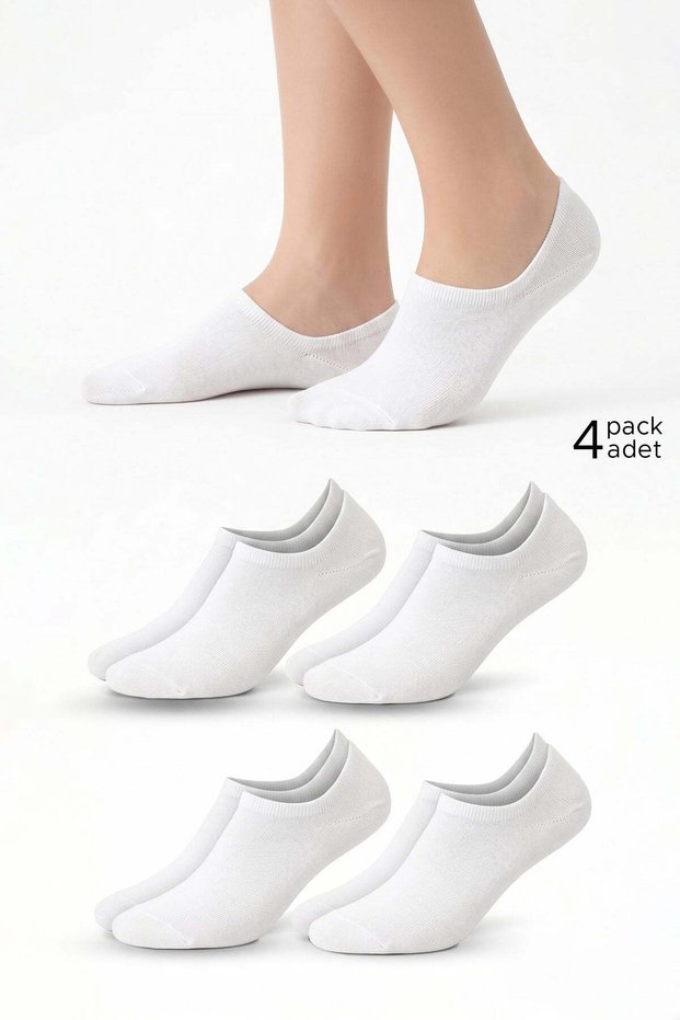 Egyptian unisex cotton super fit 4 pairs sneaker socks white