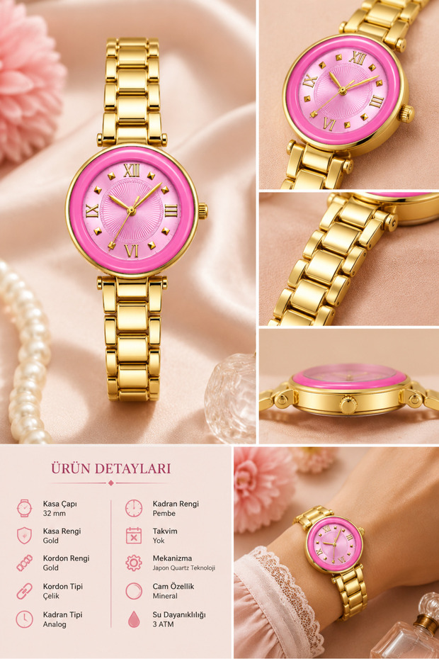 Women's Steel Case Steel Band Roman Numeral Colorful Dial Wristwatch
