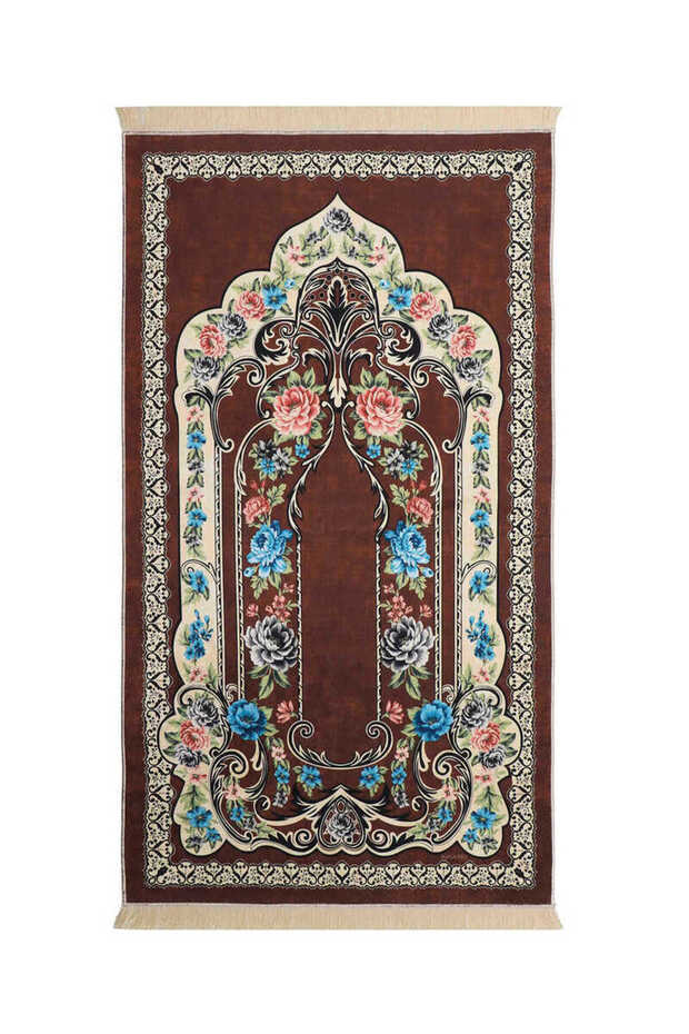 سجادة صلاة مخملية بنية اللون