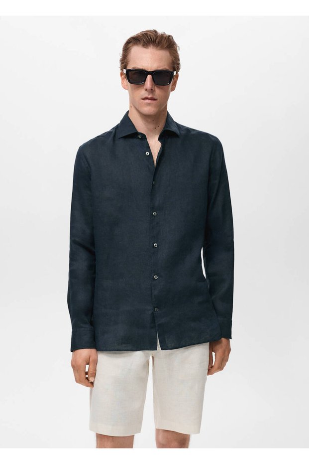 100% lněná košile slim fit